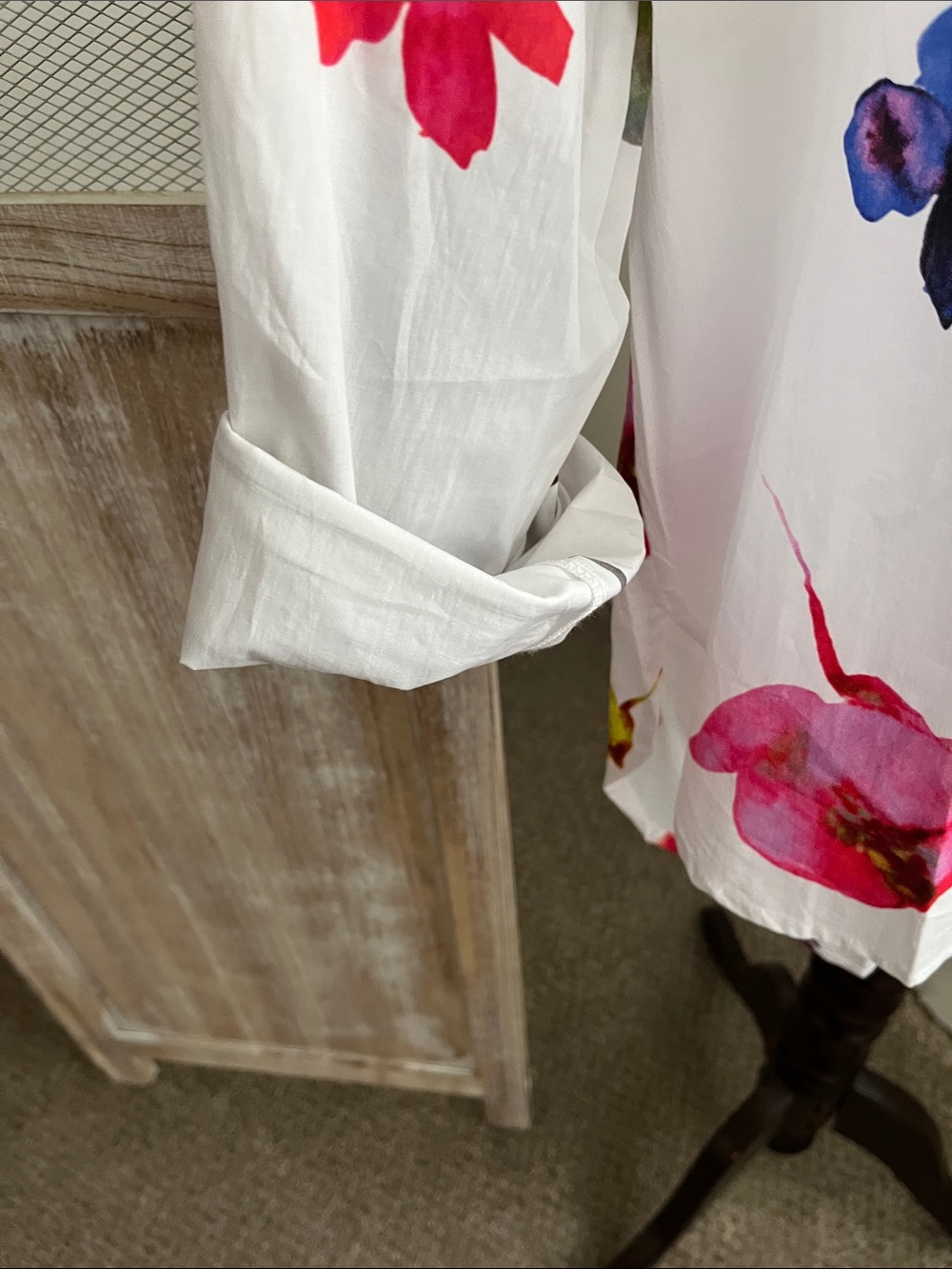 Joie White Floral Watercolor Button-Down Blouse - Picture 3 of 7